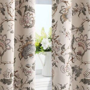 Floral Curtains – Set of 2 Panels, 52"x84" Each, Thermal Insulated Grommet Drape